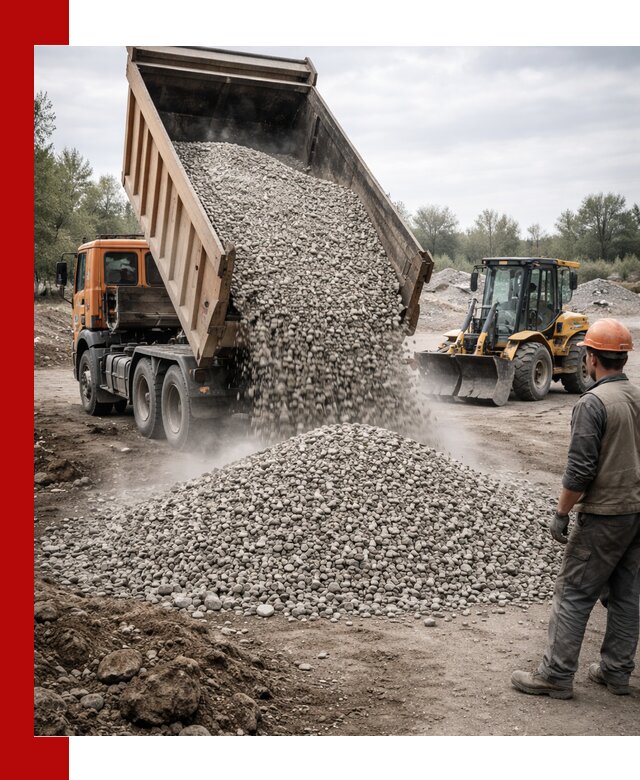 Доставка щебня в Иркутске крупными и мелкими фракциями