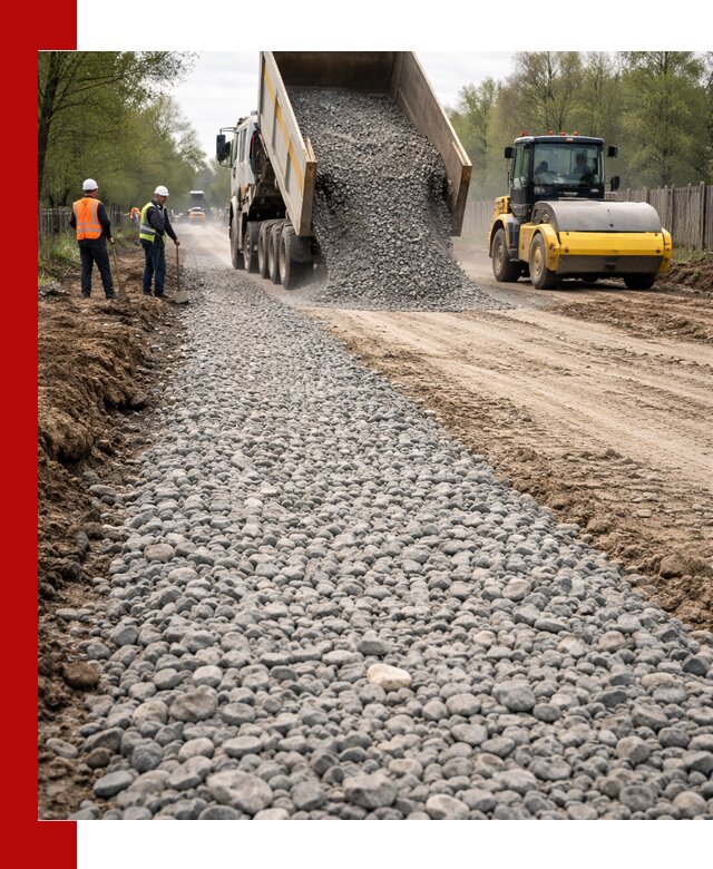 Доставка щебня для отсыпки дорог в Иркутске высокого качества