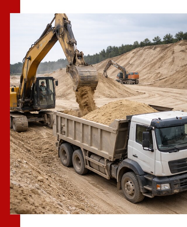 Доставка карьерного песка с самосвалами и разгрузкой в Иркутске