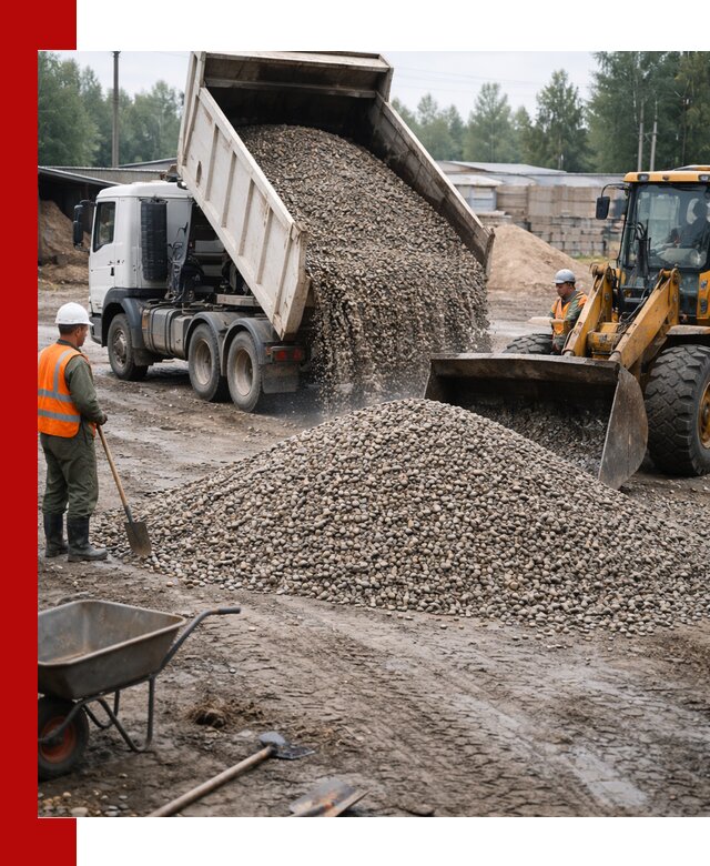 Мытый гравий с доставкой в Иркутске от карьера до участка