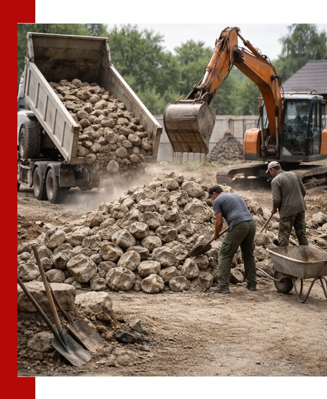 Доставка и разгрузка бутового камня в Иркутске