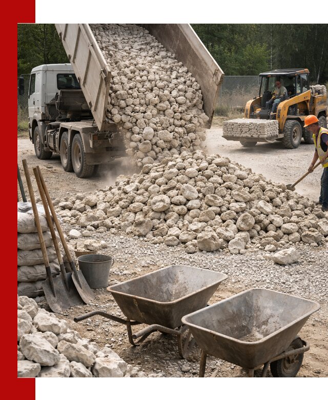 Доставка и продажа бутового известнякового камня в Иркутске