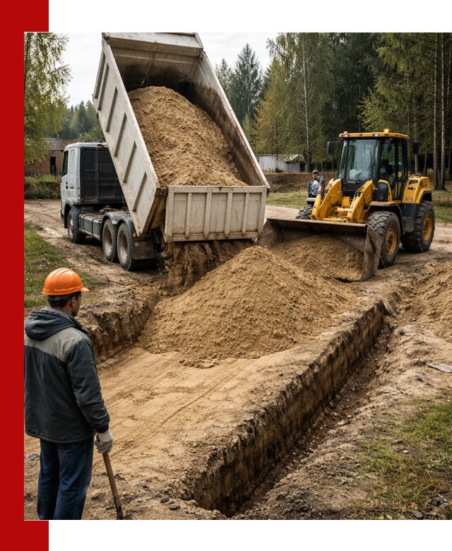 Доставка песчаного грунта в Иркутске для строительных работ