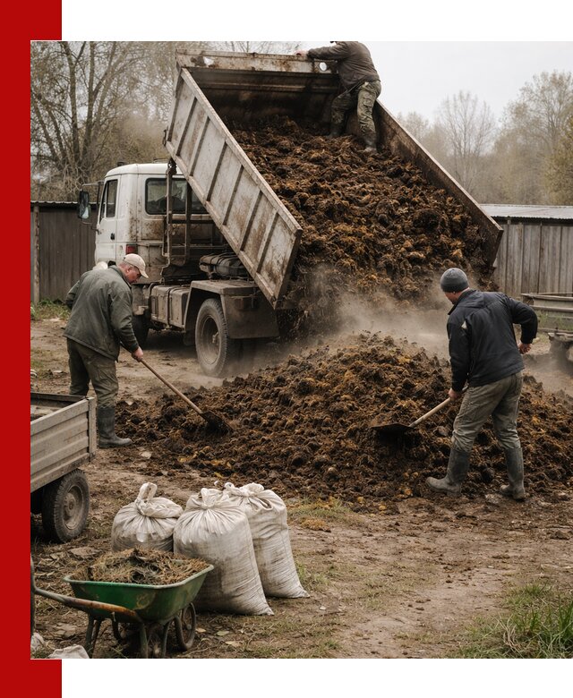 Доставка коровьего навоза самосвалом в Иркутске