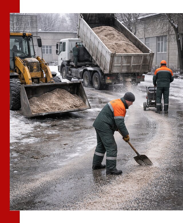 Реагент против гололеда с доставкой и нанесением в Иркутске