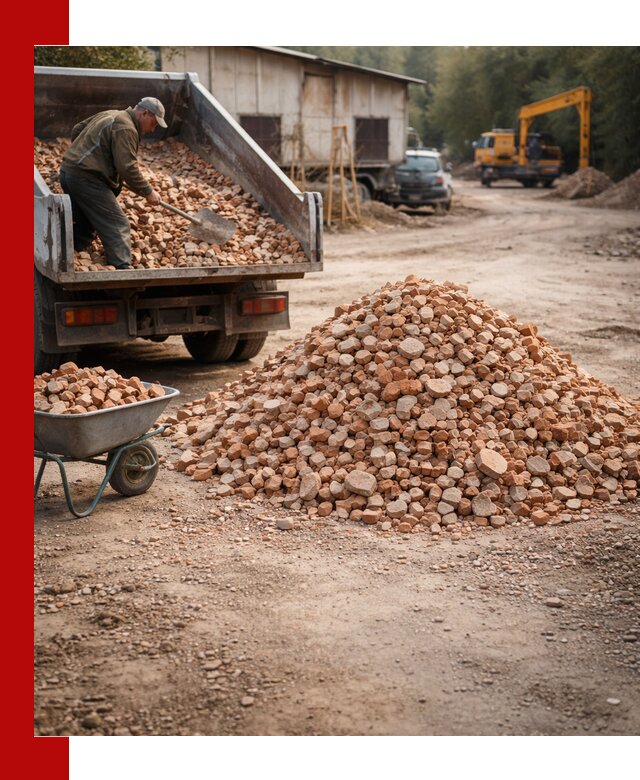 Доставка и подушка из боя кирпича с разгрузкой в Иркутске