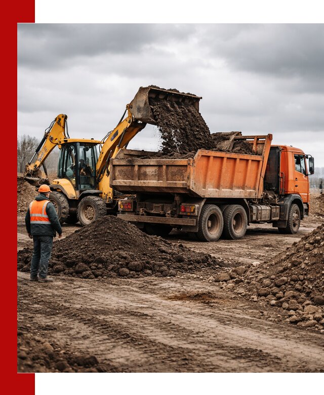 Вывоз грунта и строительного мусора в Иркутске грузовыми самосвалами