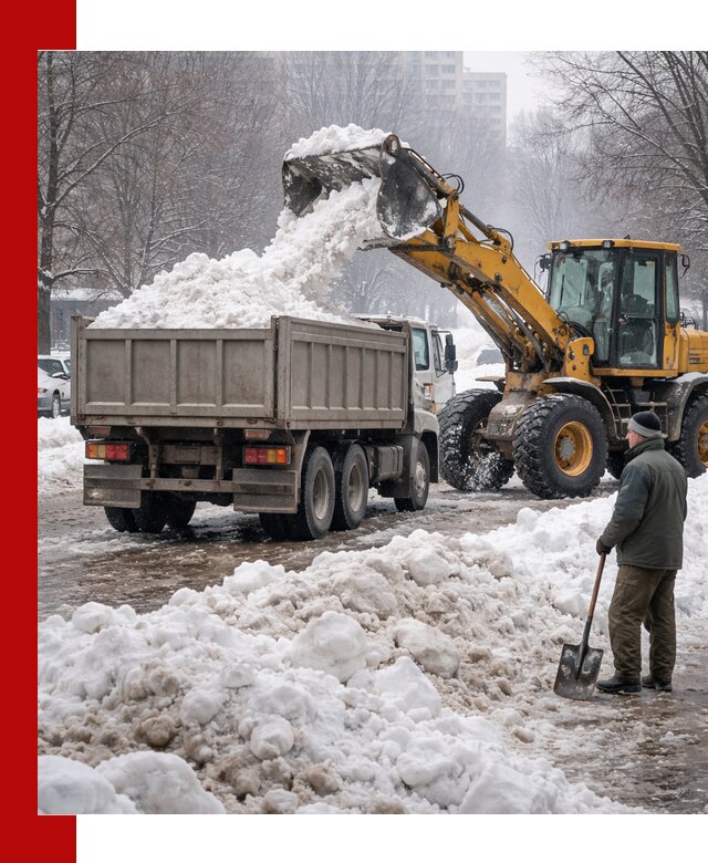 Вывоз снега грузовой техникой в Иркутске оперативно и чисто