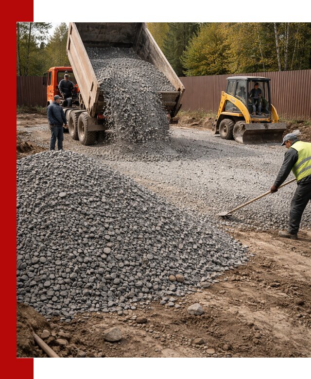 Отсыпка участка щебнем с доставкой и уплотнением в Иркутске